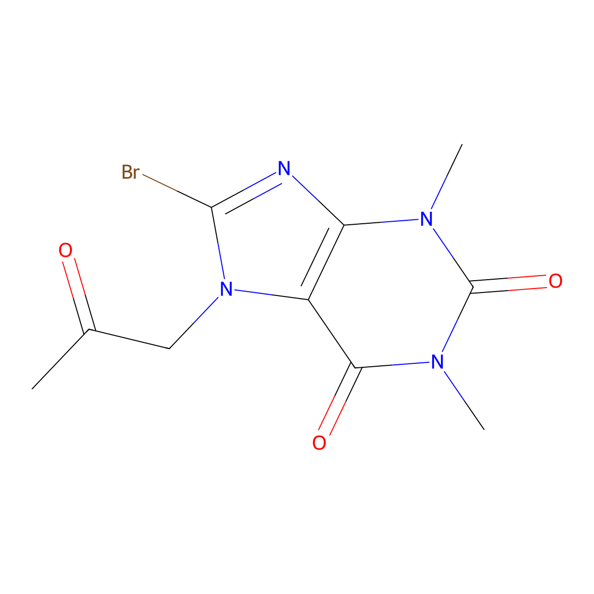 7-Acetonyl-8-bromotheophylline molecular structure, CAS 19977-31-2
