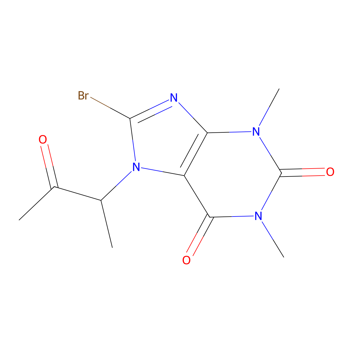 8-Bromo-1,3-dimethyl-7-(3-oxobutan-2-yl)purine-2,6-dione molecular structure, CAS 19977-32-3