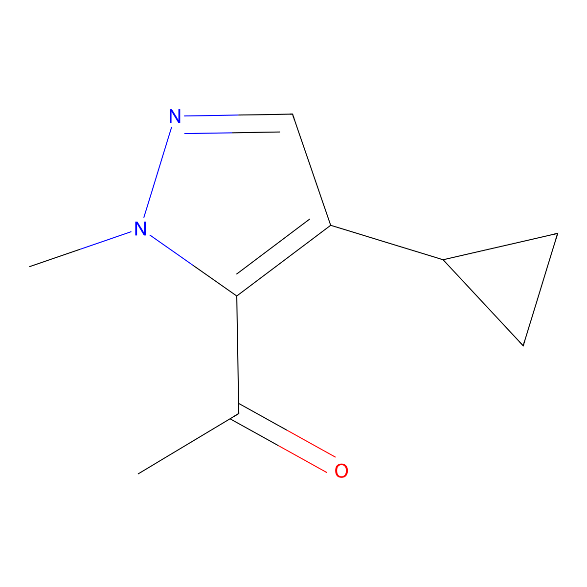 1-(4-cyclopropyl-1-methyl-1H-pyrazol-5-yl)ethan-1-one molecular structure, CAS 1997704-28-5