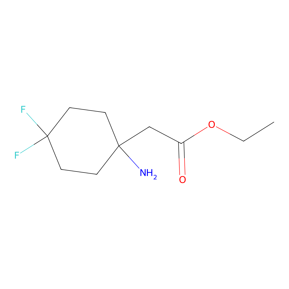 Ethyl 2-(1-amino-4,4-difluorocyclohexyl)acetate molecular structure, CAS 1997722-34-5