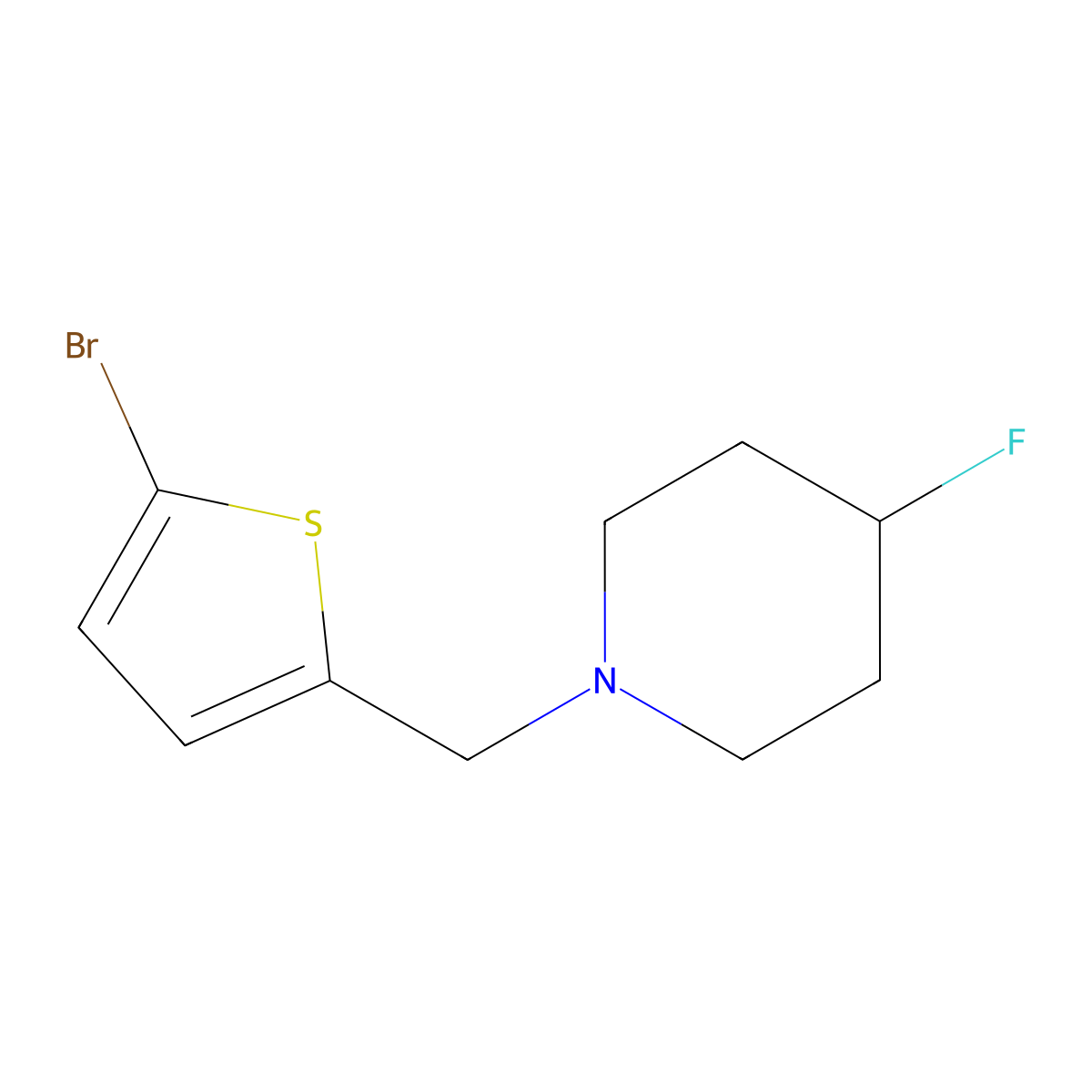 1-[(5-Bromothiophen-2-yl)methyl]-4-fluoropiperidine molecular structure, CAS 1997725-32-2