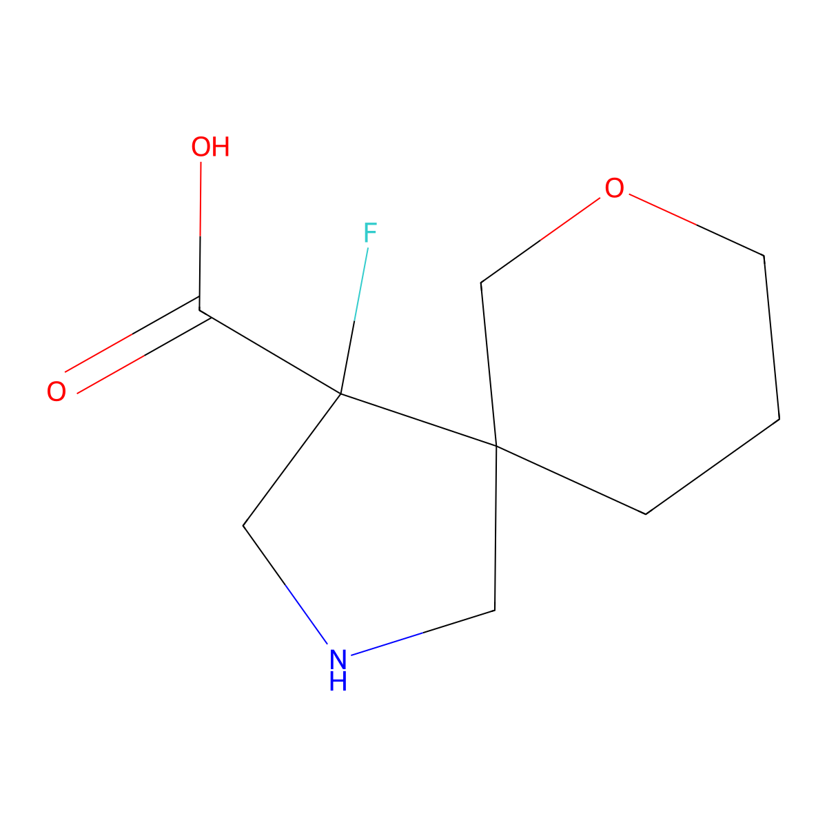 4-Fluoro-7-oxa-2-azaspiro[4.5]decane-4-carboxylic acid molecular structure, CAS 1997727-74-8