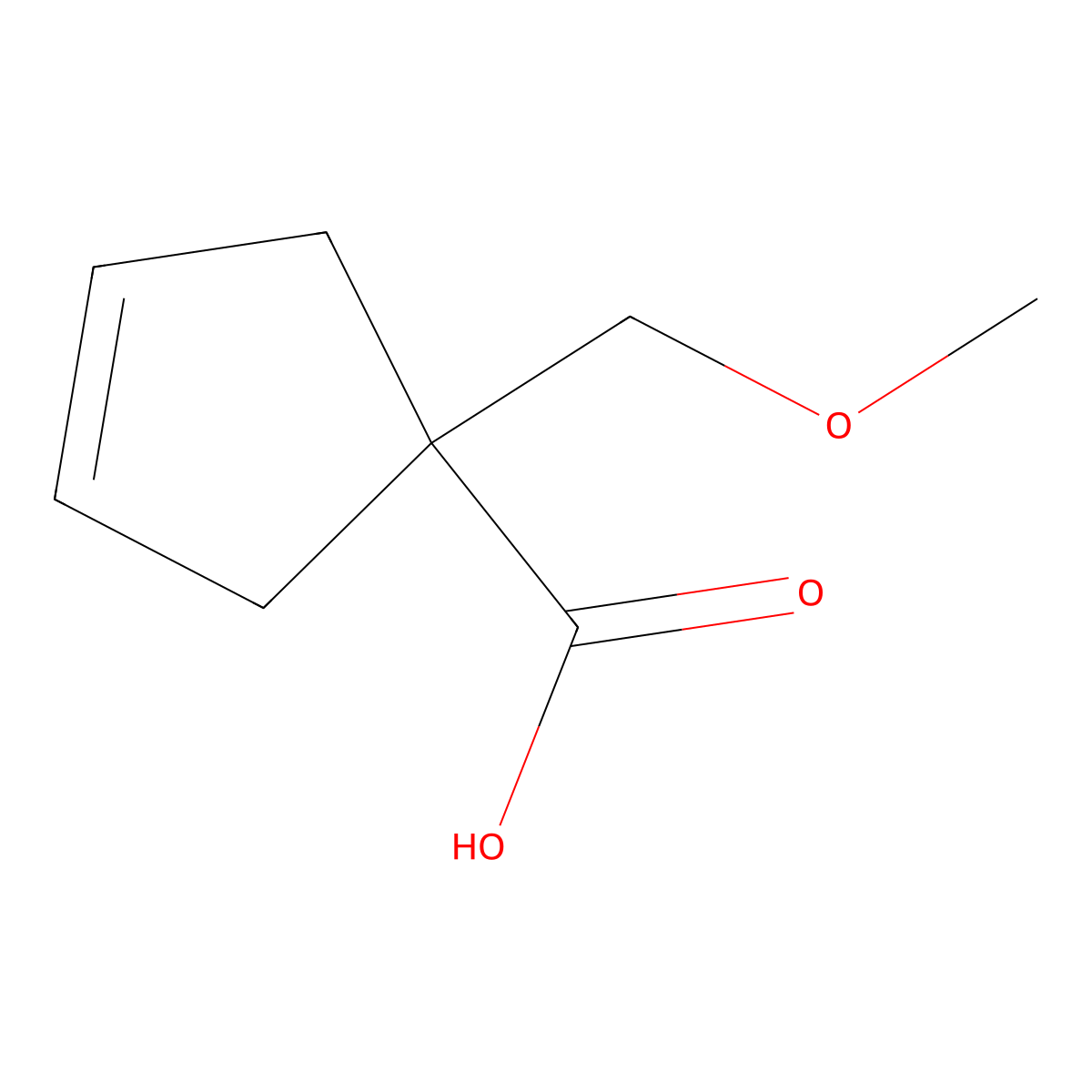 1-(Methoxymethyl)cyclopent-3-ene-1-carboxylic acid molecular structure, CAS 1997749-69-5