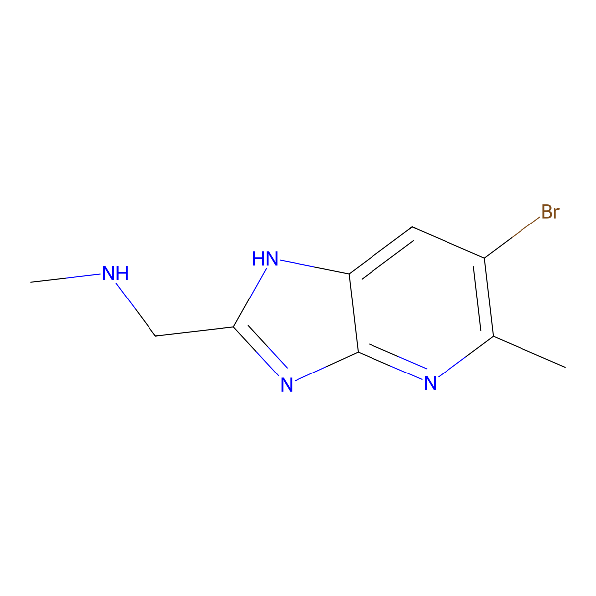 1-(6-Bromo-5-methyl-3H-imidazo[4,5-B]pyridin-2-YL)-N-methylmethanamine molecular structure, CAS 1997756-87-2