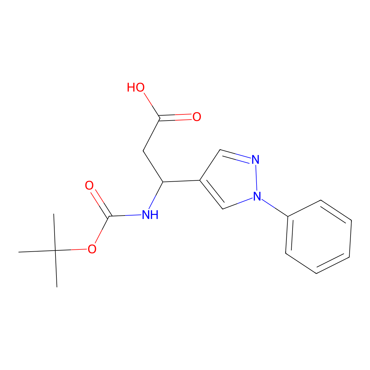 3-{[(tert-butoxy)carbonyl]amino}-3-(1-phenyl-1H-pyrazol-4-yl)propanoic acid molecular structure, CAS 1997763-68-4