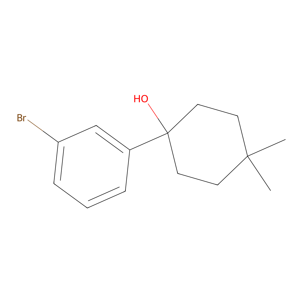 1-(3-Bromophenyl)-4,4-dimethylcyclohexan-1-ol molecular structure, CAS 1997818-16-2