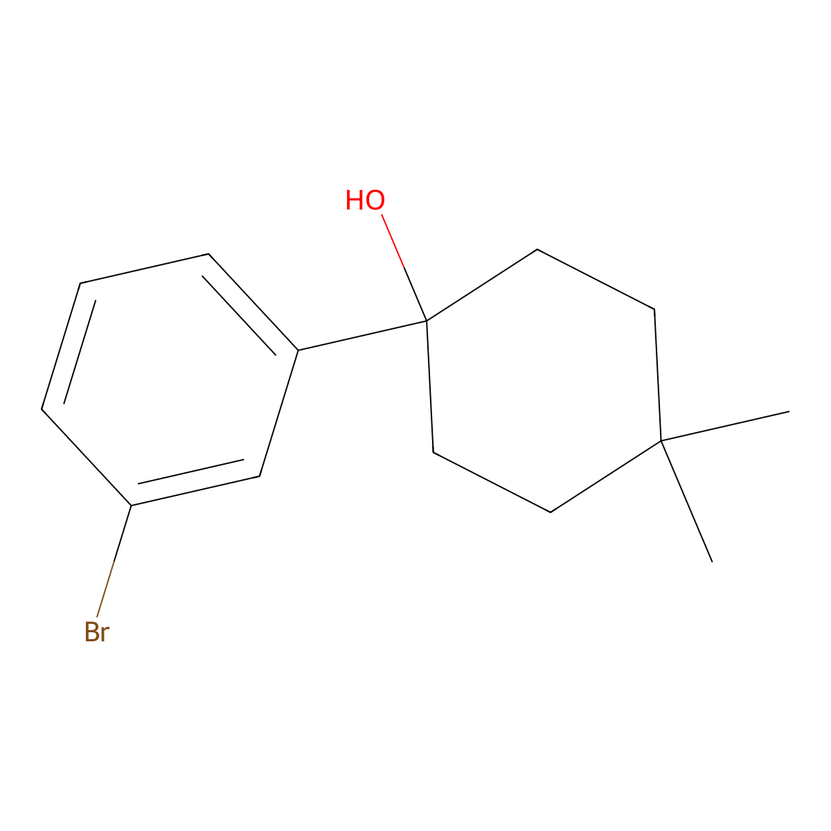 1-(3-Bromophenyl)-4,4-dimethylcyclohexan-1-ol molecular structure, CAS 1997818-16-2