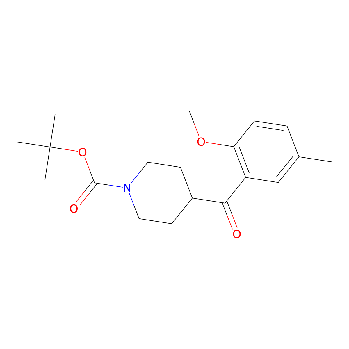 1,1-Dimethylethyl 4-(2-methoxy-5-methylbenzoyl)-1-piperidinecarboxylate molecular structure, CAS 1997861-56-9