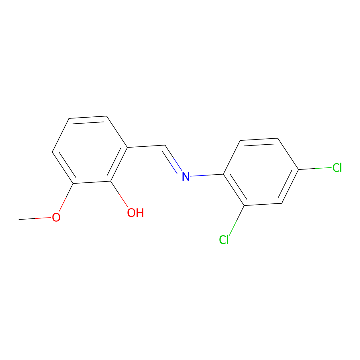 2-{(E)-[(2,4-dichlorophenyl)imino]methyl}-6-methoxyphenol molecular structure, CAS 199788-15-3