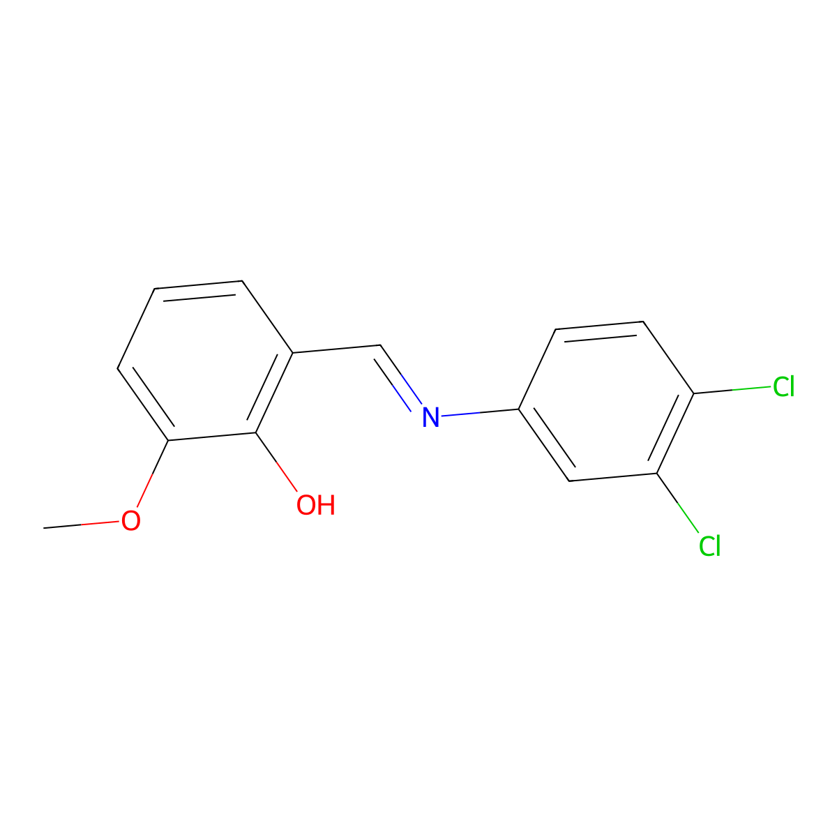 2-{(E)-[(3,4-dichlorophenyl)imino]methyl}-6-methoxyphenol molecular structure, CAS 199788-16-4