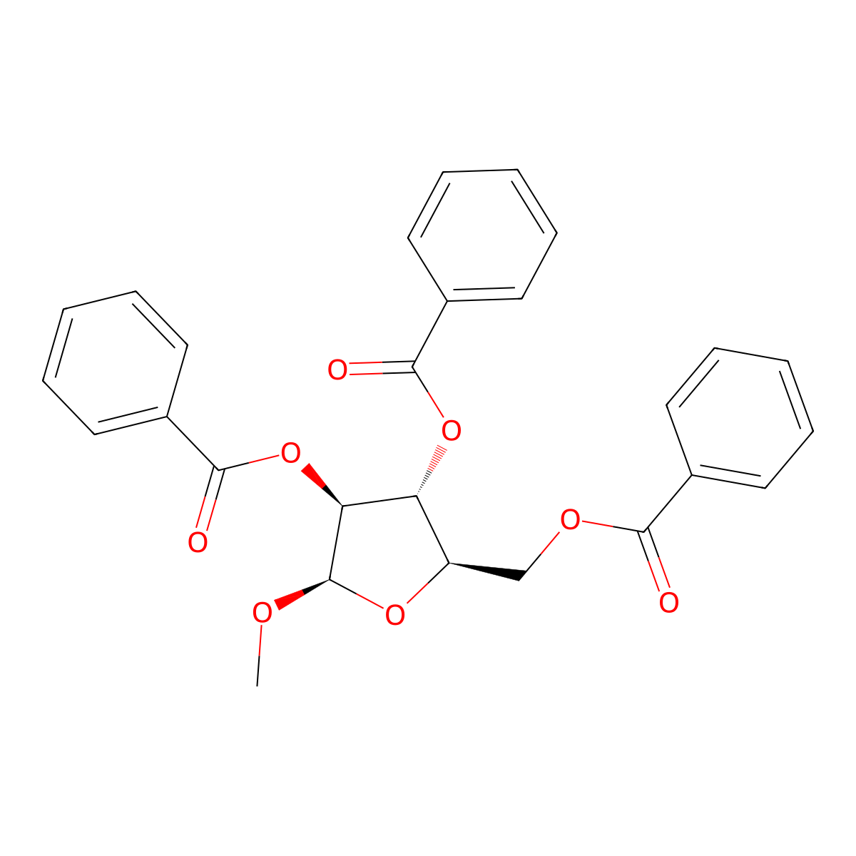 Methyl 2,3,5-tri-O-benzoyl-beta-D-arabinofuranoside molecular structure, CAS 199794-14-4
