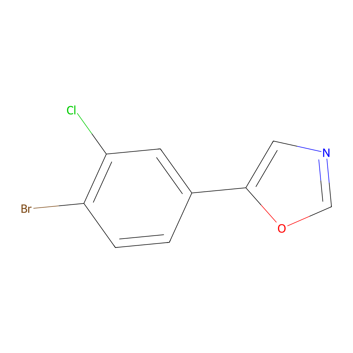 5-(4-Bromo-3-chlorophenyl)-1,3-oxazole molecular structure, CAS 1997950-54-5