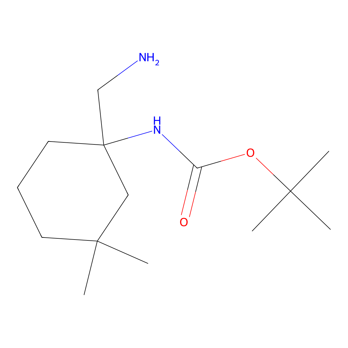 tert-butyl N-[1-(aminomethyl)-3,3-dimethylcyclohexyl]carbamate molecular structure, CAS 1997953-61-3