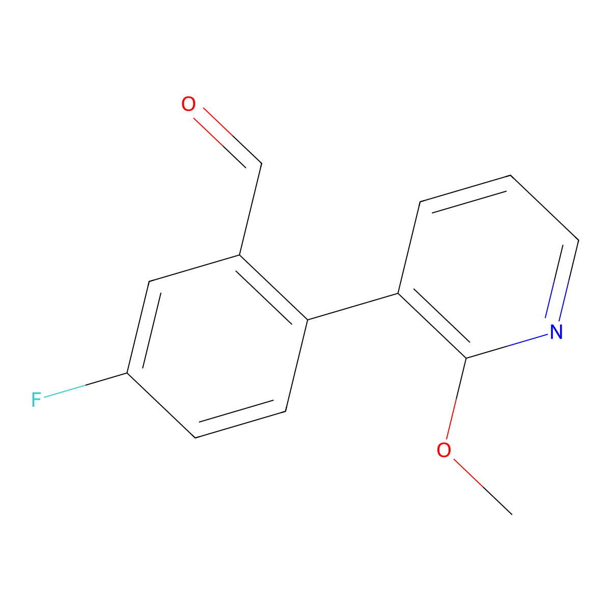 5-Fluoro-2-(2-methoxypyridin-3-yl)benzaldehyde molecular structure, CAS 1997958-40-3