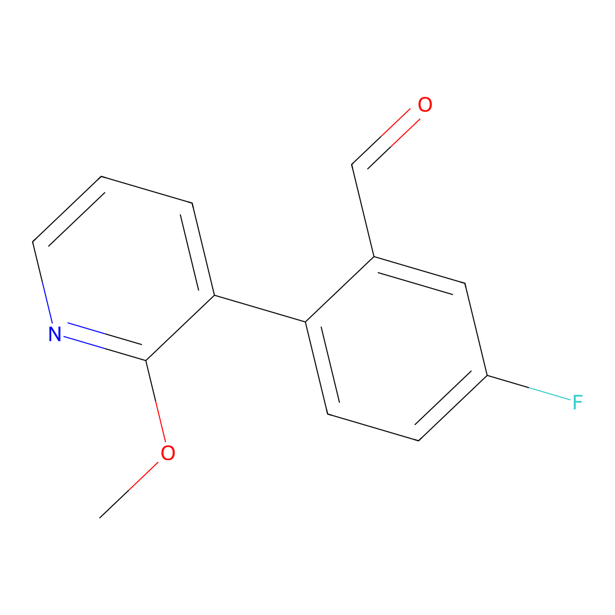 5-Fluoro-2-(2-methoxypyridin-3-yl)benzaldehyde molecular structure, CAS 1997958-40-3