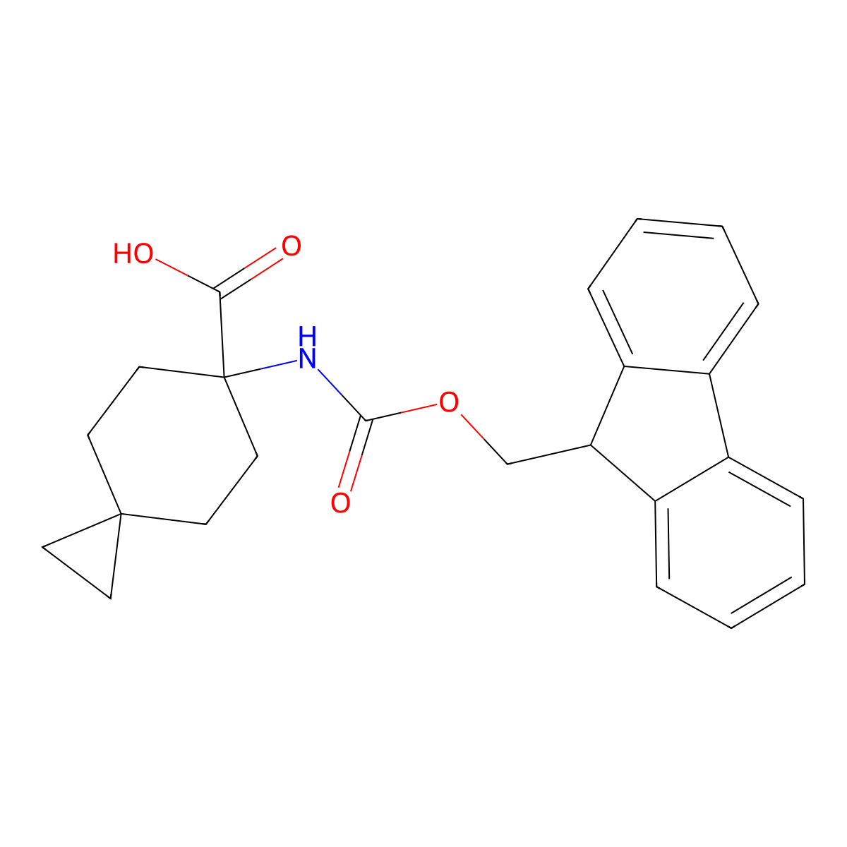 6-((((9H-fluoren-9-yl)methoxy)carbonyl)amino)spiro[2.5]octane-6-carboxylic acid molecular structure, CAS 1997996-67-4