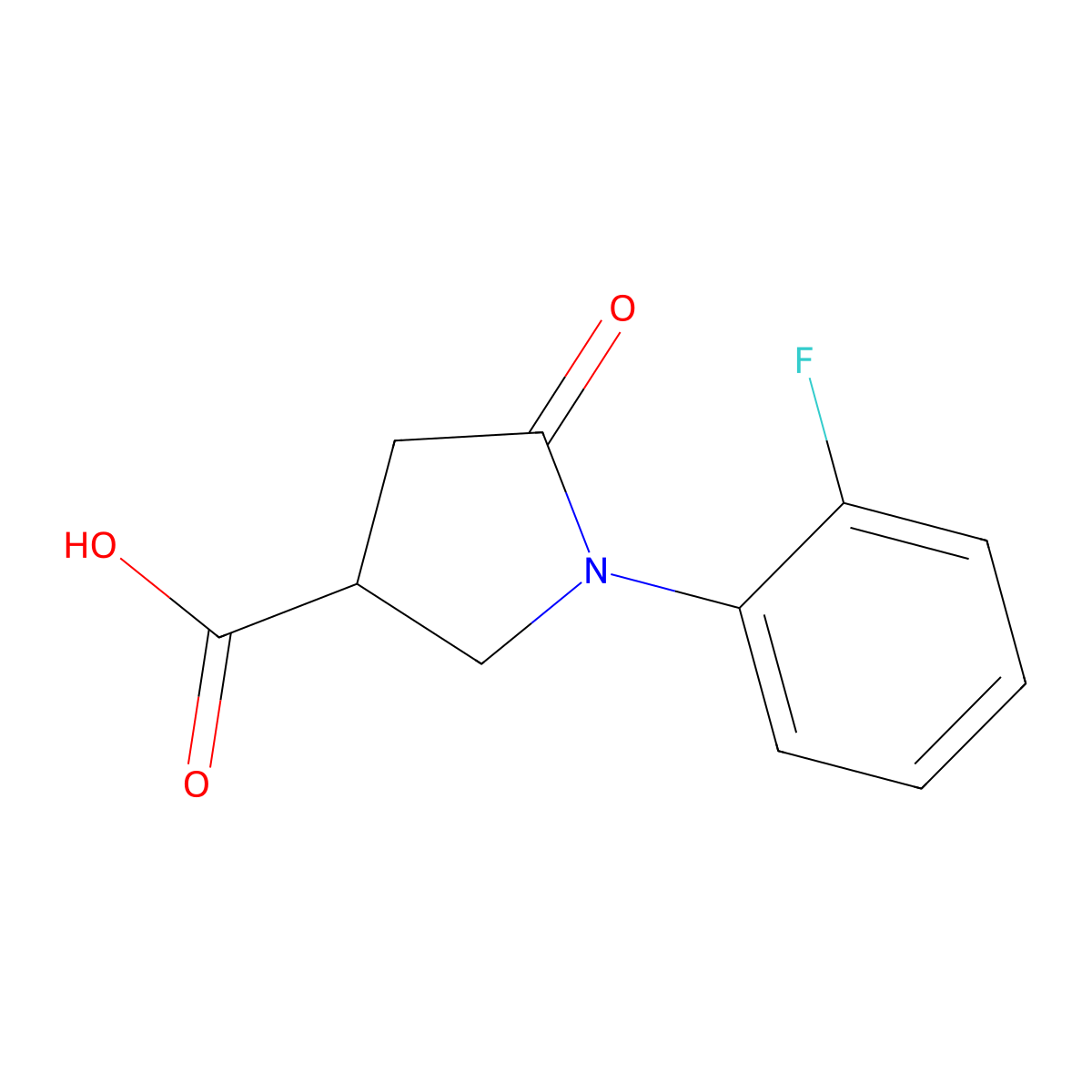 1-(2-Fluorophenyl)-5-oxopyrrolidine-3-carboxylic acid molecular structure, CAS 1998-86-3