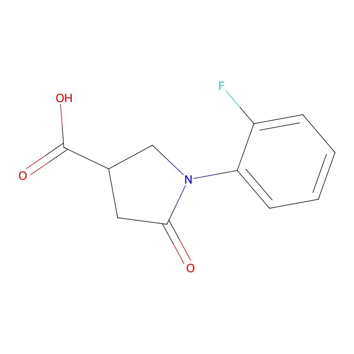 1-(2-Fluorophenyl)-5-oxopyrrolidine-3-carboxylic acid molecular structure, CAS 1998-86-3