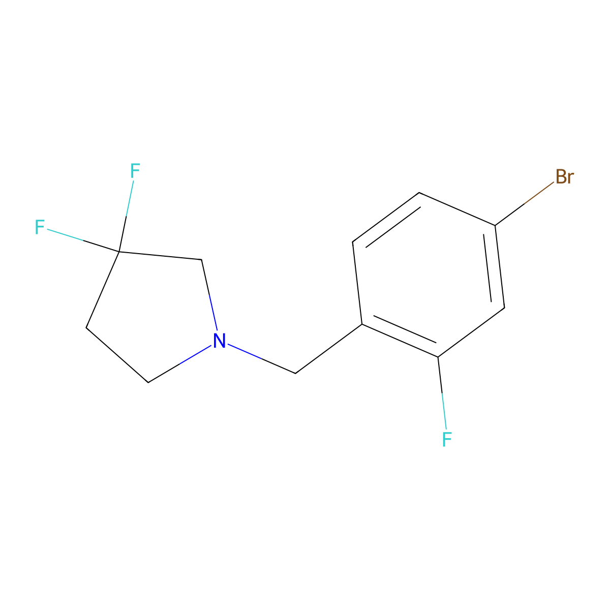 1-(4-Bromo-2-fluoro-benzyl)-3,3-difluoro-pyrrolidine molecular structure, CAS 1998035-60-1