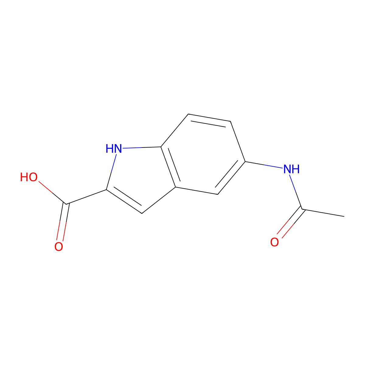 5-acetamido-1H-indole-2-carboxylic Acid molecular structure, CAS 199805-80-6