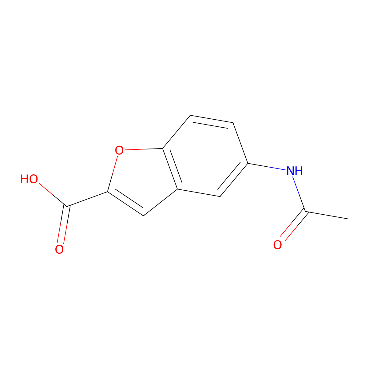 5-Acetamido-1-benzofuran-2-carboxylic acid molecular structure, CAS 199805-89-5