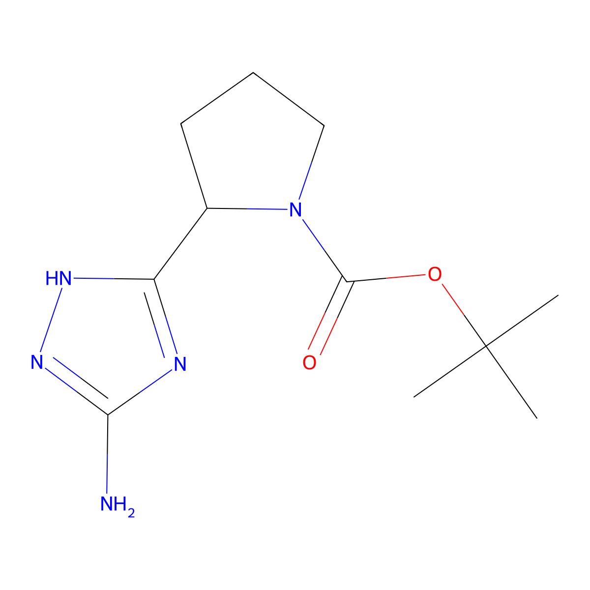 tert-butyl 2-(3-amino-1H-1,2,4-triazol-5-yl)pyrrolidine-1-carboxylate molecular structure, CAS 1998055-99-4