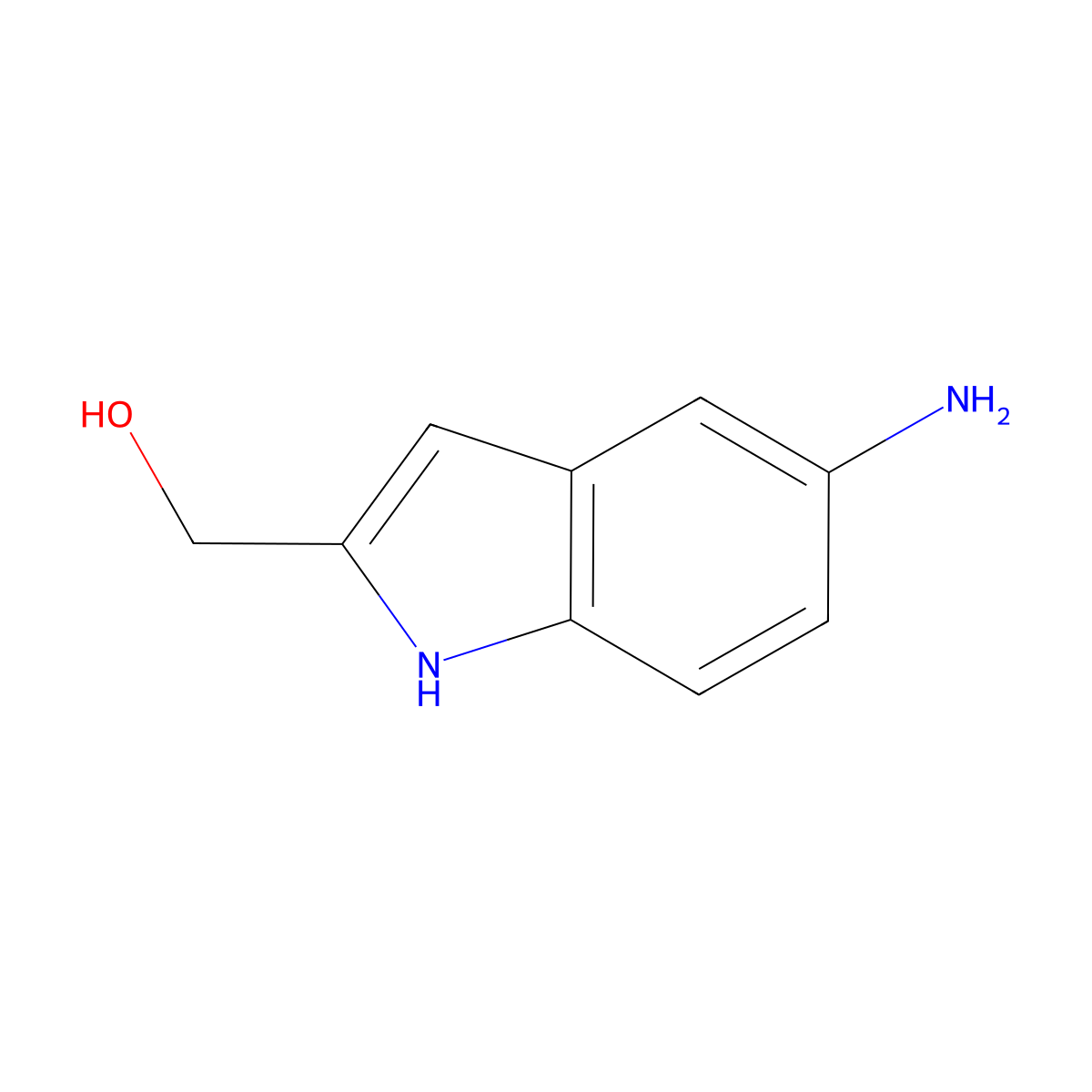 (5-amino-1H-indol-2-yl)methanol molecular structure, CAS 199806-02-5