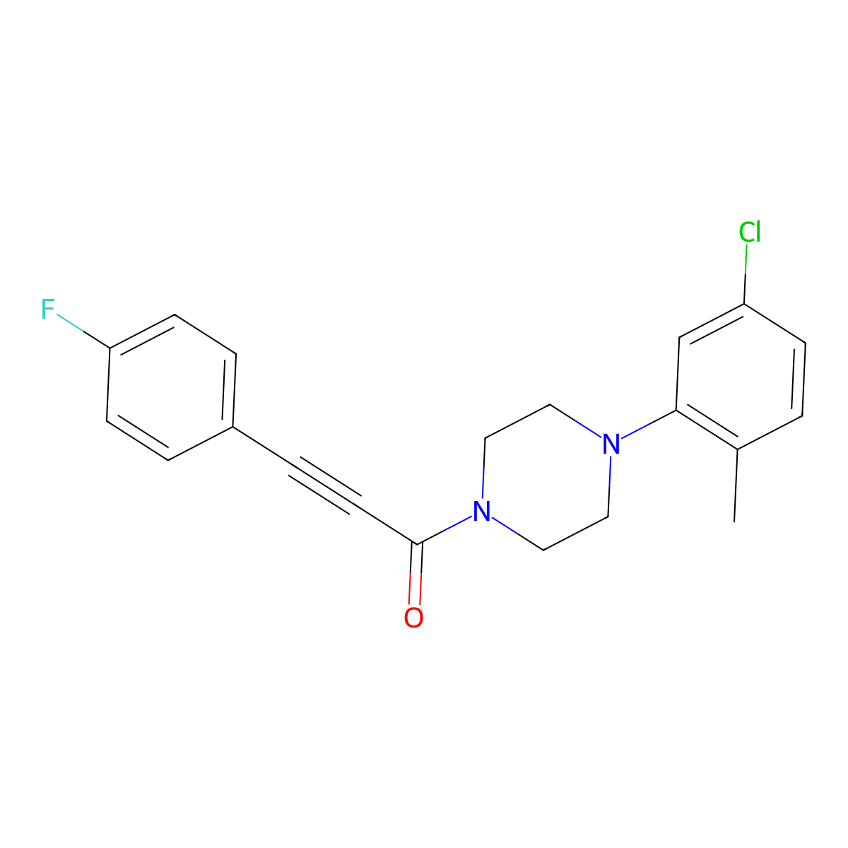 1-(4-(5-Chloro-2-methylphenyl)piperazin-1-yl)-3-(4-fluorophenyl)prop-2-yn-1-one molecular structure, CAS 1998094-21-5
