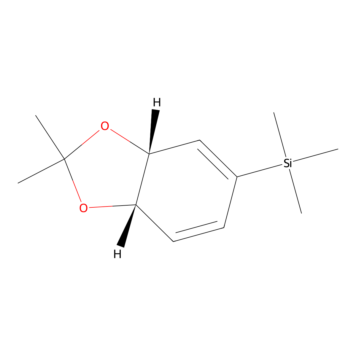 ((3aR,7aS)-2,2-dimethyl-3a,7a-dihydrobenzo[d][1,3]dioxol-5-yl)trimethylsilane (racemic) molecular structure, CAS 1998128-14-5