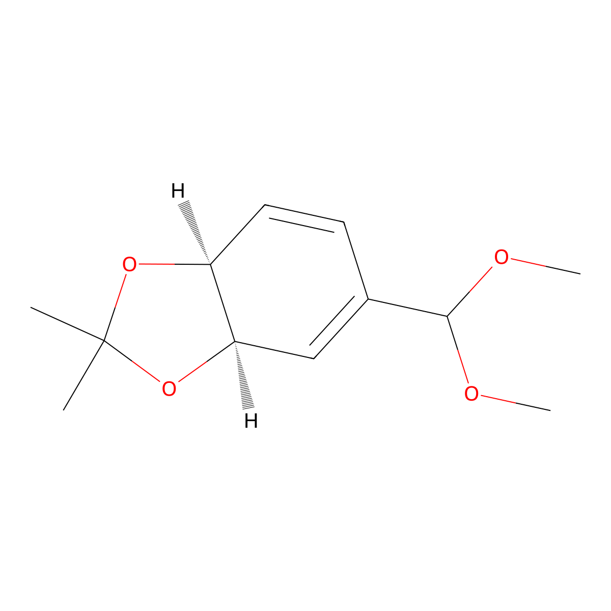 (3aR,7aS)-5-(dimethoxymethyl)-2,2-dimethyl-3a,7a-dihydrobenzo[d][1,3]dioxole (racemic) molecular structure, CAS 1998128-18-9