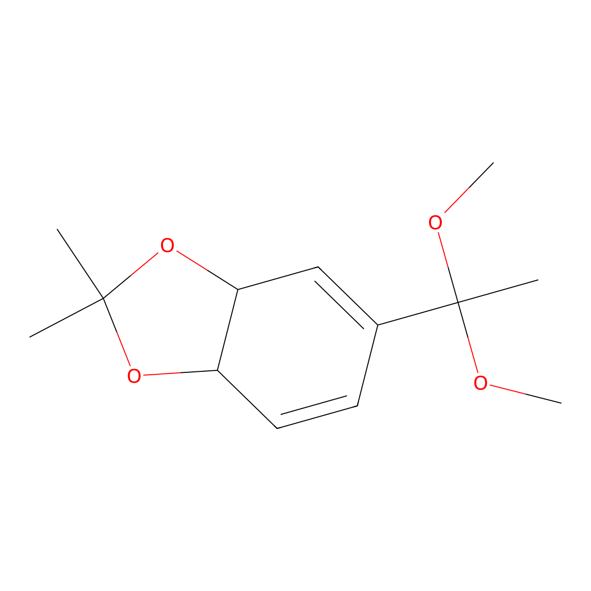 (3aR,7aS)-5-(1,1-dimethoxyethyl)-2,2-dimethyl-3a,7a-dihydrobenzo[d][1,3]dioxole (racemic) molecular structure, CAS 1998128-19-0