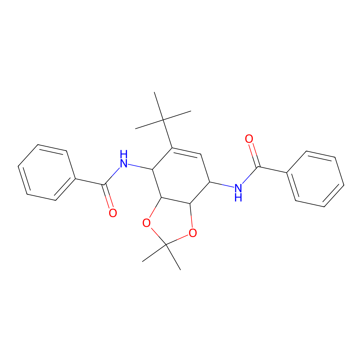 N-[(3aS,4R,7S,7aR)-7-benzamido-6-tert-butyl-2,2-dimethyl-3a,4,7,7a-tetrahydro-1,3-benzodioxol-4-yl]benzamide molecular structure, CAS 1998128-24-7
