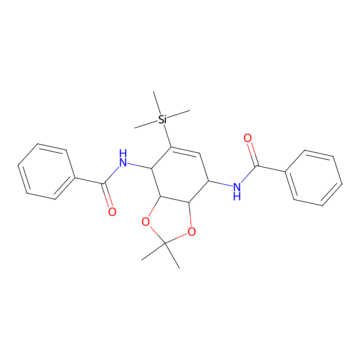 N-[(3aS,4R,7R,7aR)-7-benzamido-2,2-dimethyl-6-trimethylsilyl-3a,4,7,7a-tetrahydro-1,3-benzodioxol-4-yl]benzamide molecular structure, CAS 1998128-25-8