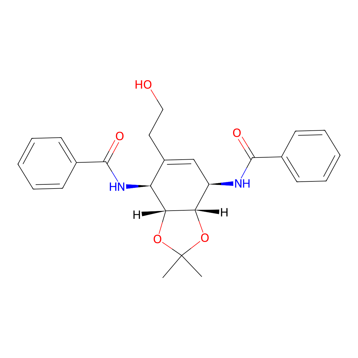 N-[(3aS,4R,7S,7aR)-7-benzamido-6-(2-hydroxyethyl)-2,2-dimethyl-3a,4,7,7a-tetrahydro-1,3-benzodioxol-4-yl]benzamide molecular structure, CAS 1998128-28-1