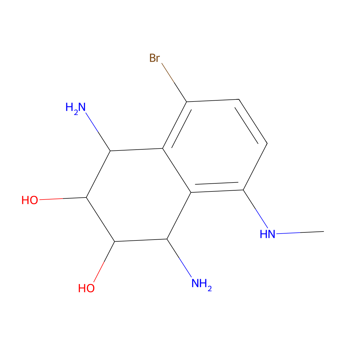 (1S,2R,3S,4R)-1,4-diamino-5-bromo-8-(methylamino)-1,2,3,4-tetrahydronaphthalene-2,3-diol (racemic) molecular structure, CAS 1998128-36-1