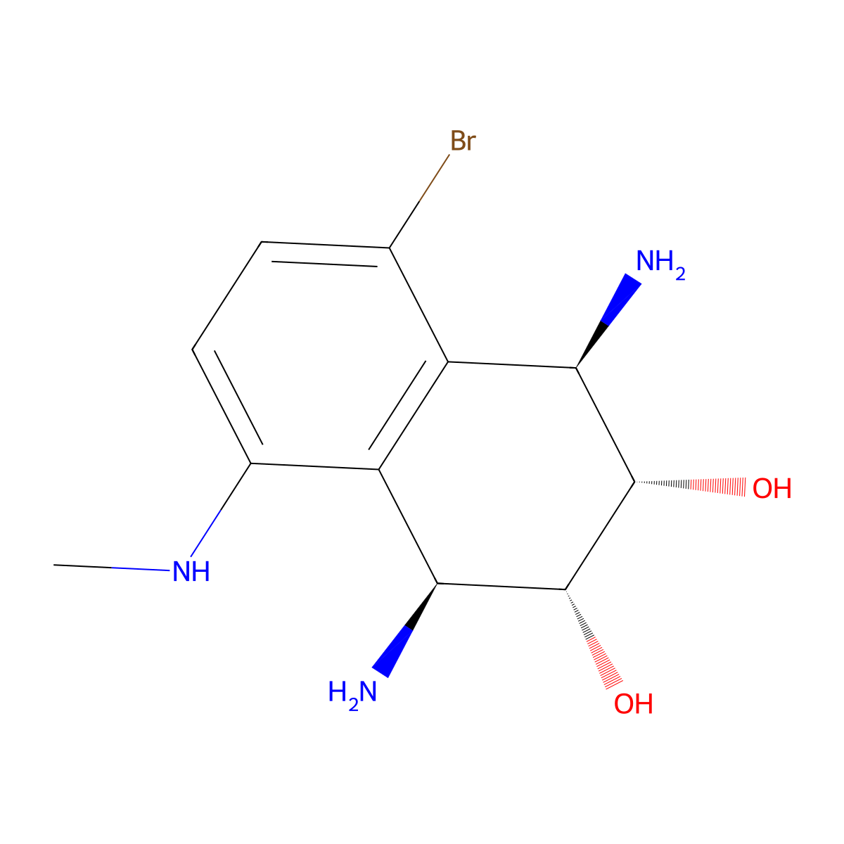 (1S,2R,3S,4R)-1,4-diamino-5-bromo-8-(methylamino)-1,2,3,4-tetrahydronaphthalene-2,3-diol (racemic) molecular structure, CAS 1998128-36-1
