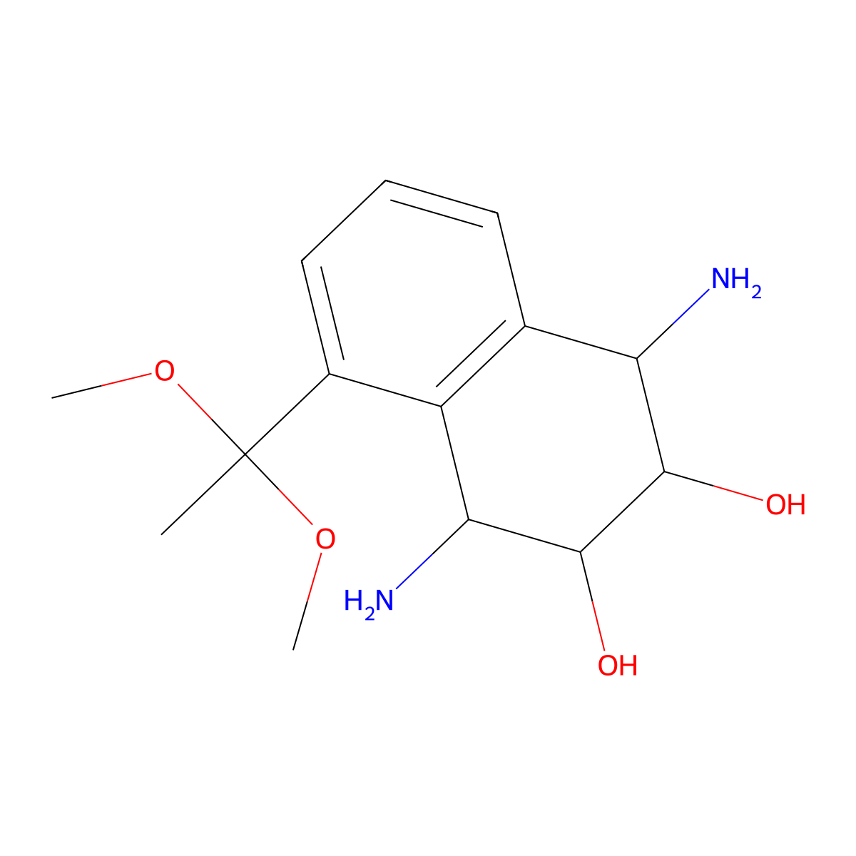 (1R,2S,3R,4S)-1,4-diamino-5-(1,1-dimethoxyethyl)-1,2,3,4-tetrahydronaphthalene-2,3-diol molecular structure, CAS 1998128-37-2