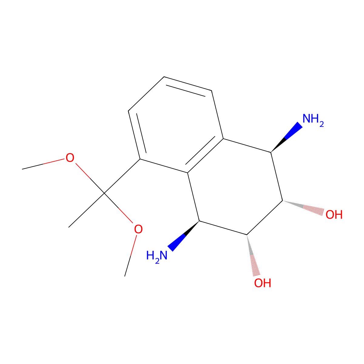 (1R,2S,3R,4S)-1,4-diamino-5-(1,1-dimethoxyethyl)-1,2,3,4-tetrahydronaphthalene-2,3-diol molecular structure, CAS 1998128-37-2