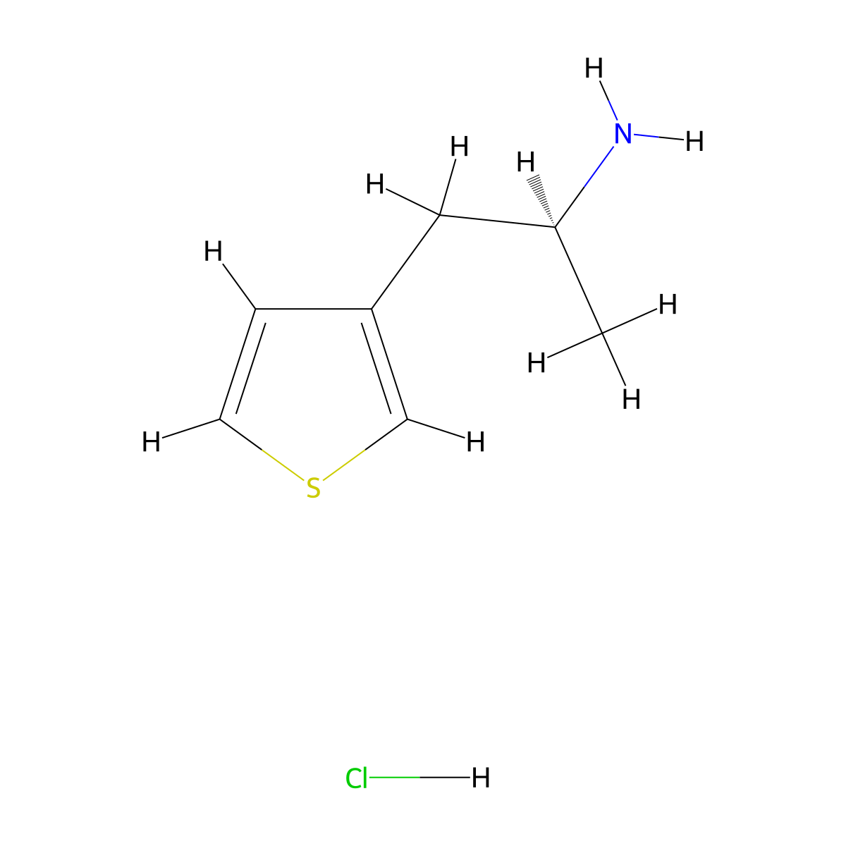 (S)-1-(Thiophen-3-yl)propan-2-amine HCl molecular structure, CAS 1998135-74-2