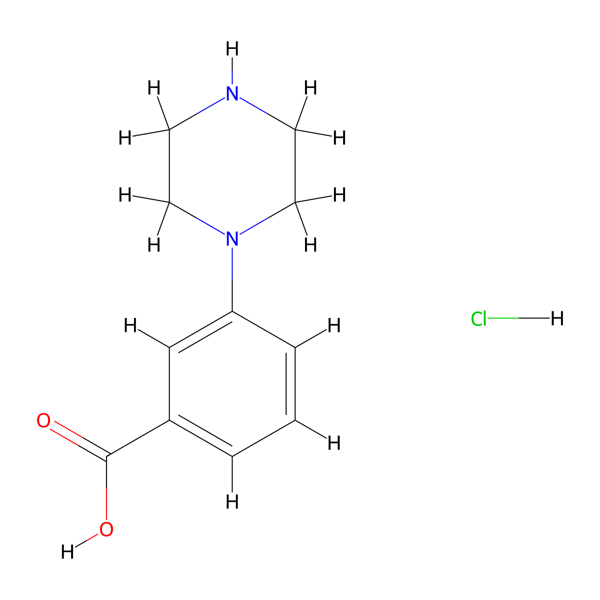 3-(Piperazin-1-yl)benzoic acid hydrochloride molecular structure, CAS 1998216-00-4