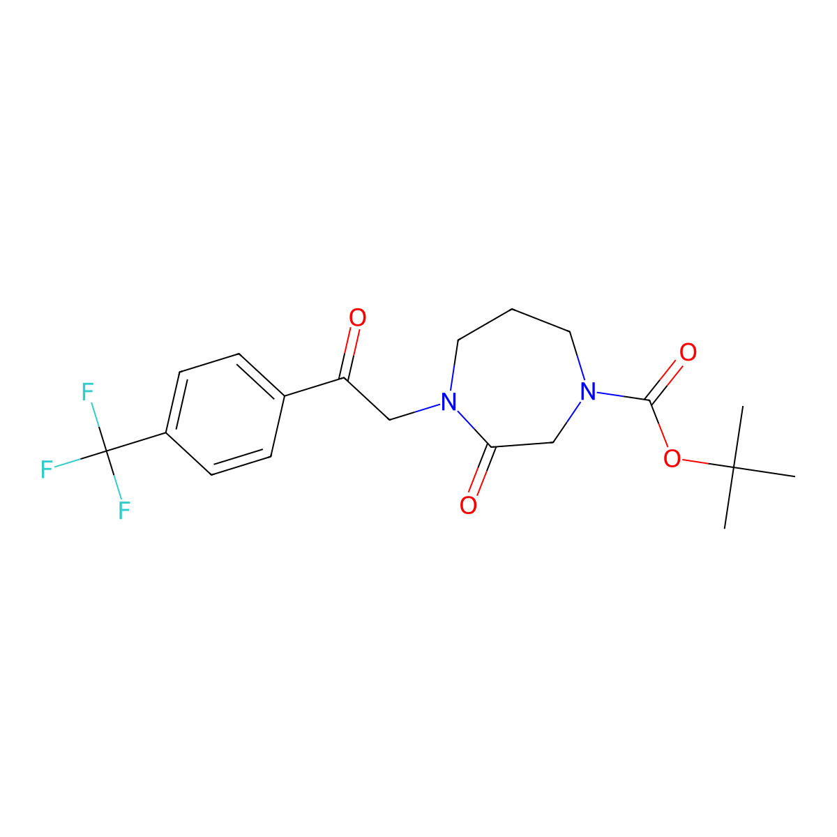 tert-Butyl 3-oxo-4-(2-oxo-2-(4-(trifluoromethyl)phenyl)ethyl)-1,4-diazepane-1-carboxylate molecular structure, CAS 1998216-12-8