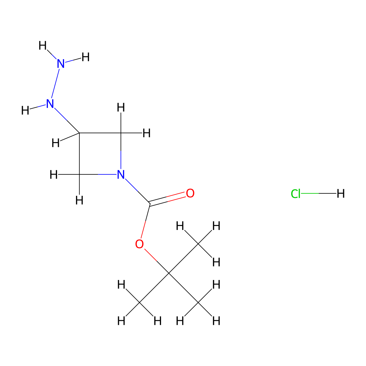 Tert-butyl 3-hydrazinylazetidine-1-carboxylate hydrochloride molecular structure, CAS 1998216-27-5