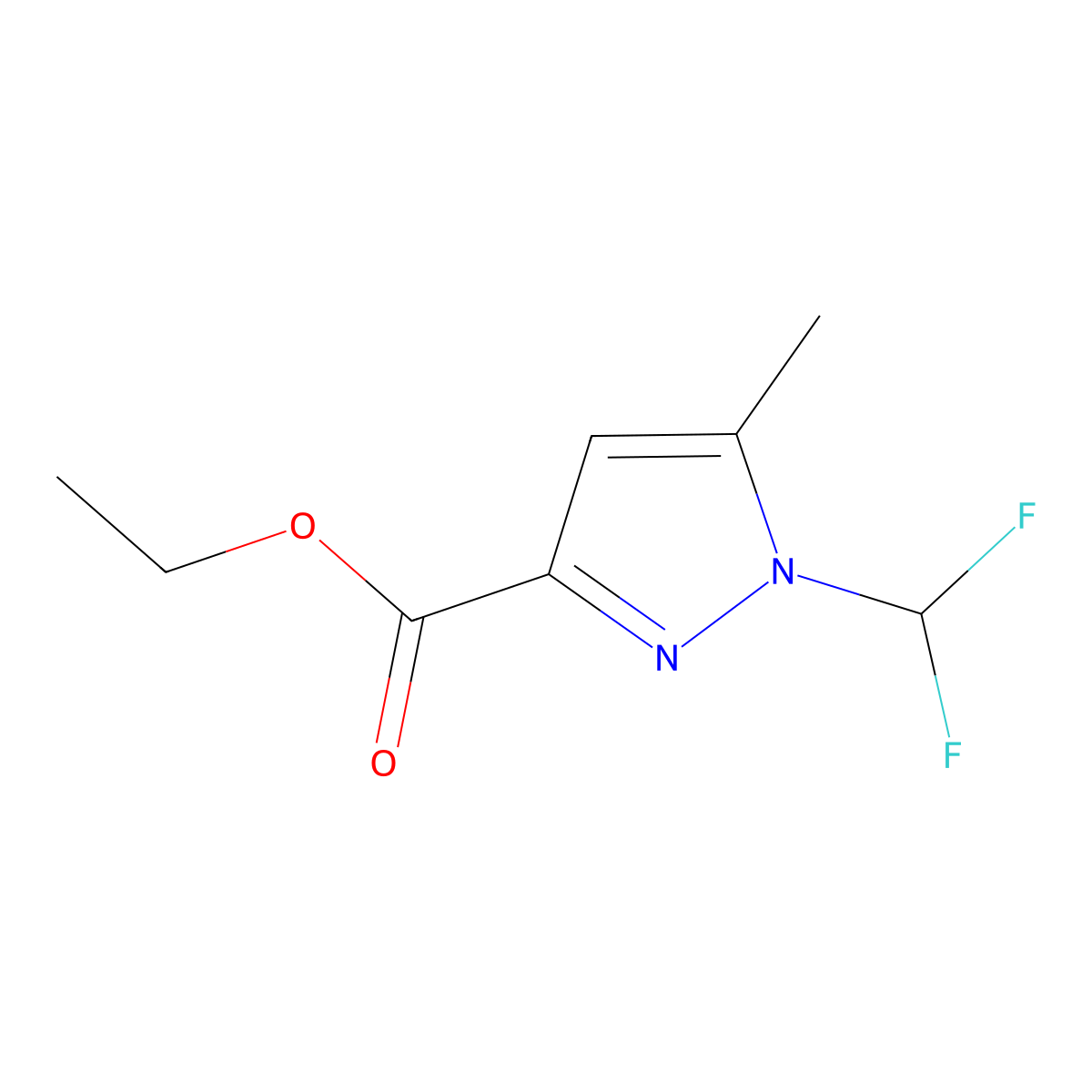Ethyl 1-(difluoromethyl)-5-methyl-1H-pyrazole-3-carboxylate molecular structure, CAS 1998216-36-6