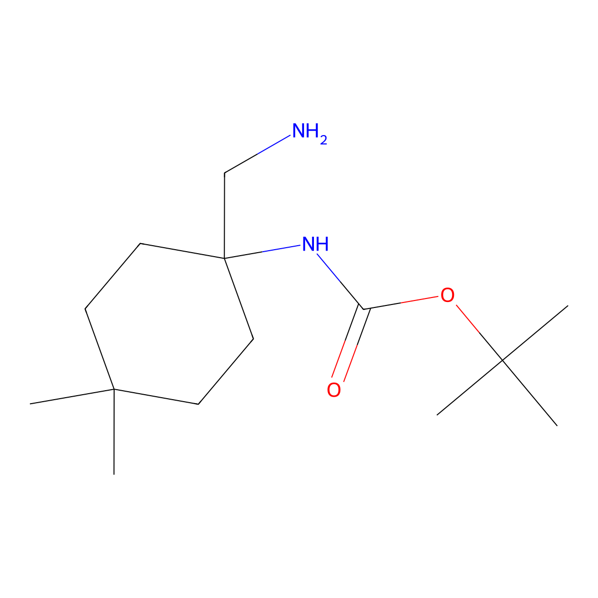 Tert-butyl N-[1-(aminomethyl)-4,4-dimethylcyclohexyl]carbamate molecular structure, CAS 1998236-29-5