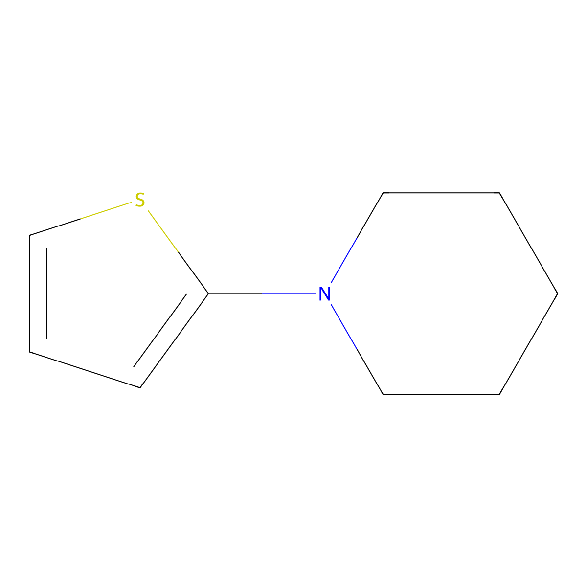 1-(Thiophen-2-yl)piperidine molecular structure, CAS 19983-20-1