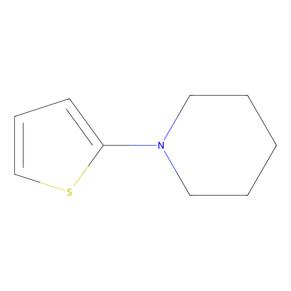 1-(Thiophen-2-yl)piperidine molecular structure, CAS 19983-20-1
