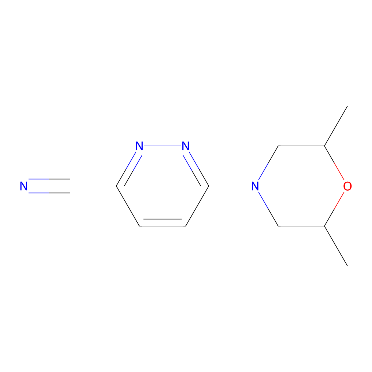 6-(2,6-Dimethylmorpholin-4-yl)pyridazine-3-carbonitrile molecular structure, CAS 1998310-92-1