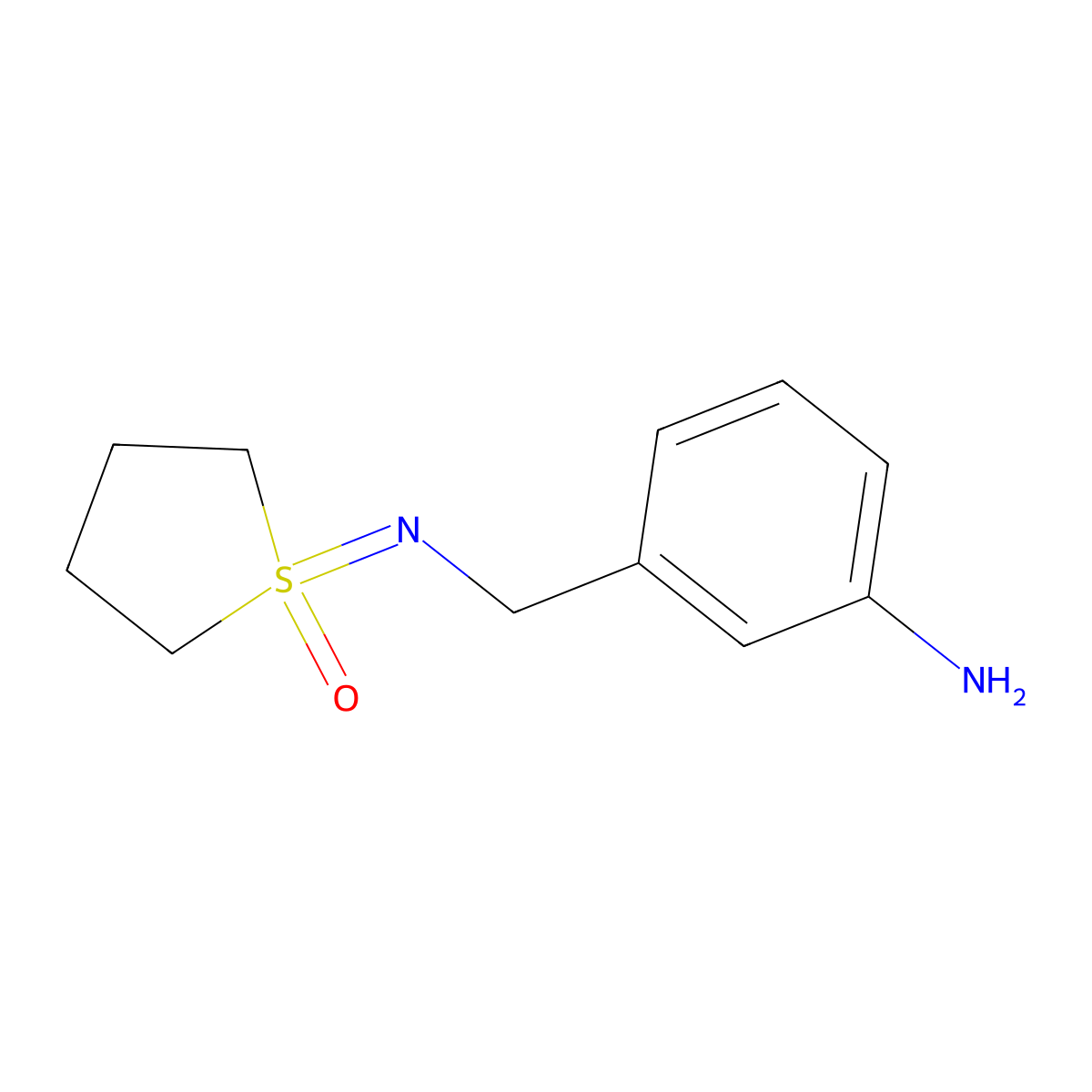 1-{[(3-Aminophenyl)methyl]imino}-1lambda6-thiolan-1-one molecular structure, CAS 1998324-89-2