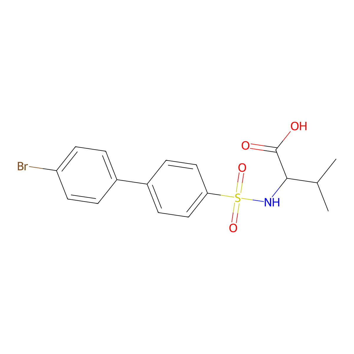 (S)-2-(4'-Bromo-[1,1'-biphenyl]-4-ylsulfonamido)-3-methylbutanoic acid molecular structure, CAS 199850-67-4