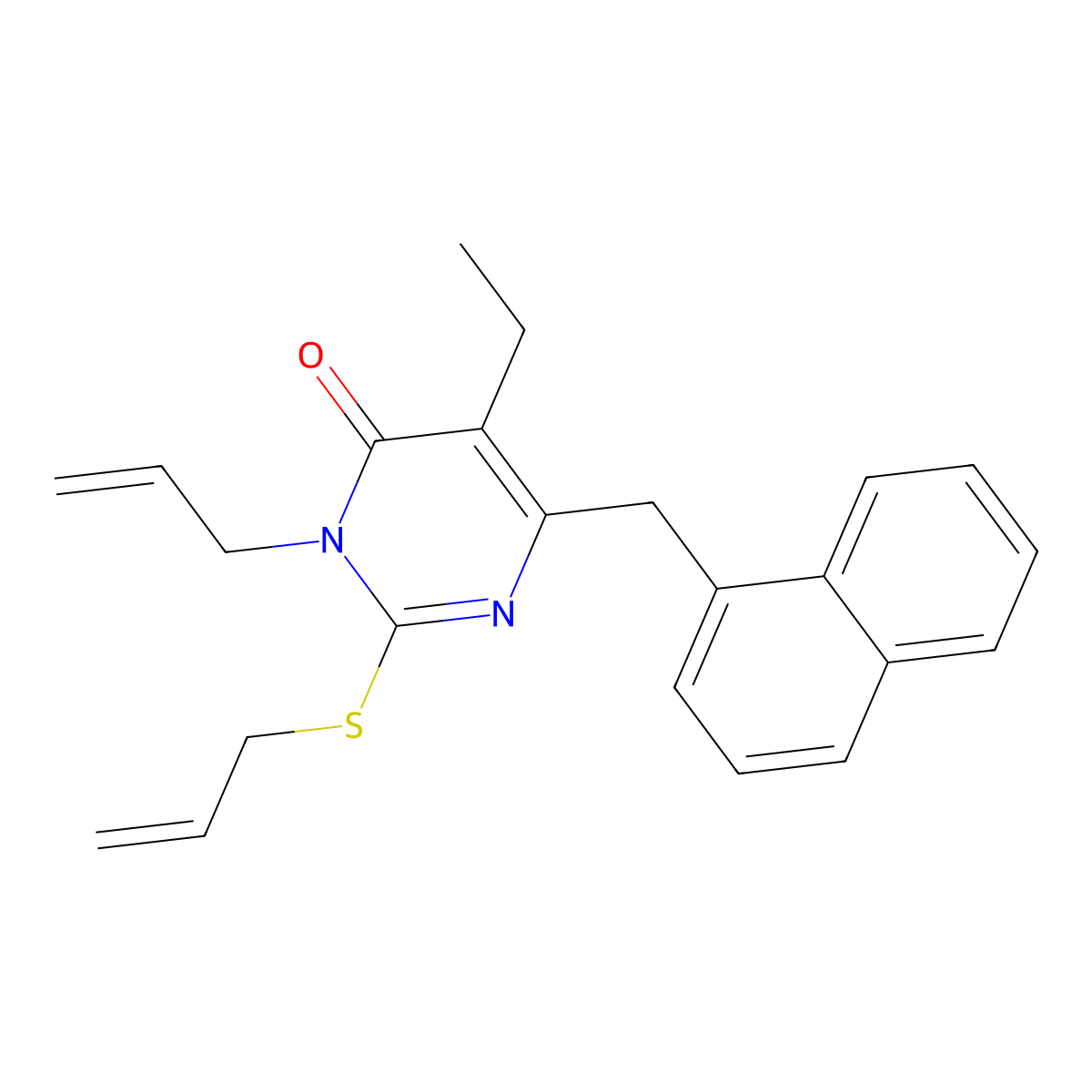 4(3H)-Pyrimidinone, 5-ethyl-6-(1-naphthalenylmethyl)-3-(2-propenyl)-2-(2-propenylthio)- molecular structure, CAS 199852-52-3